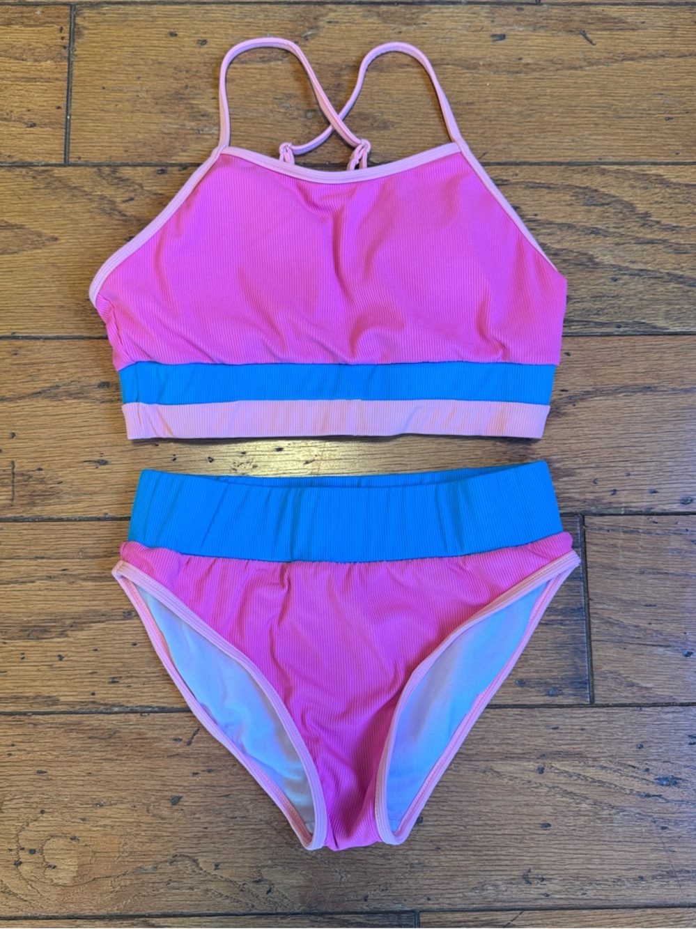 Andy & Evan Youth Ribbed Color block Bikini Set